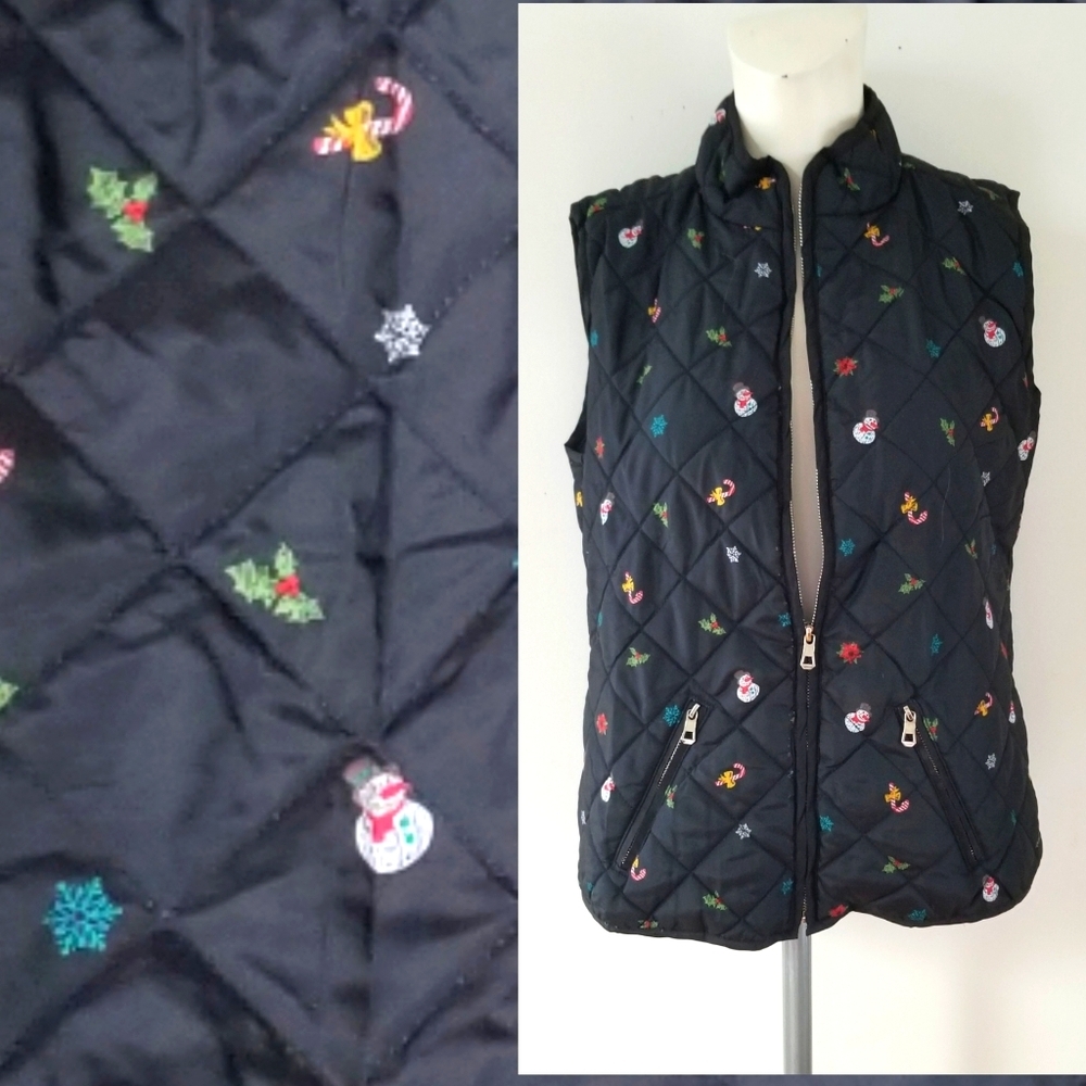 Jason Maxwell CHRISTMAS Print quilted Zip-Up Vest